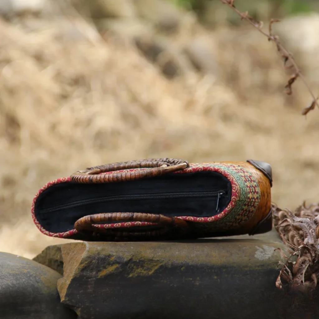 Bolsa de Bambu Artesanal Castanho 